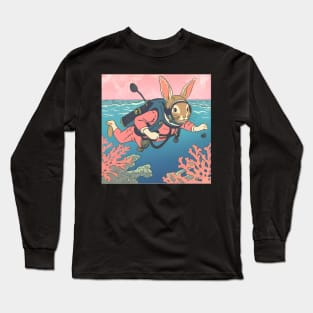 Funny Scuba Diver of a Rabbit Bunny Dad Scuba Diving Season of Corals Long Sleeve T-Shirt